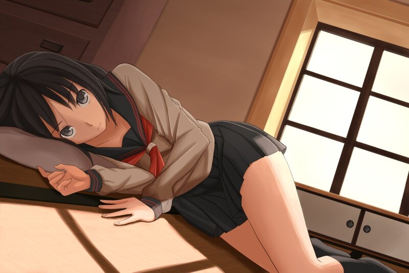 Anime Girl in School Uniform — Brown, Calm, Afternoon