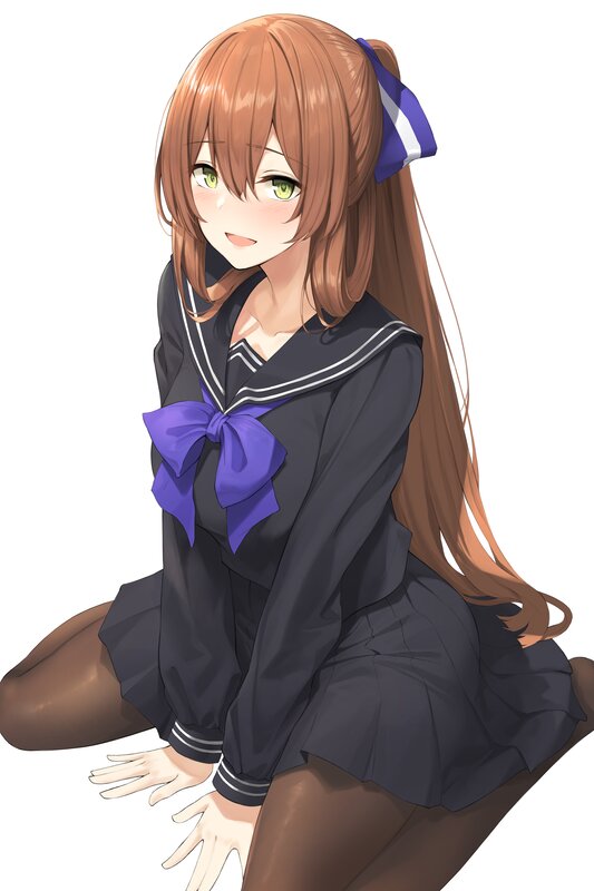 Anime Girl in School Uniform — Brown, Calm, Digital Art, School Uniform