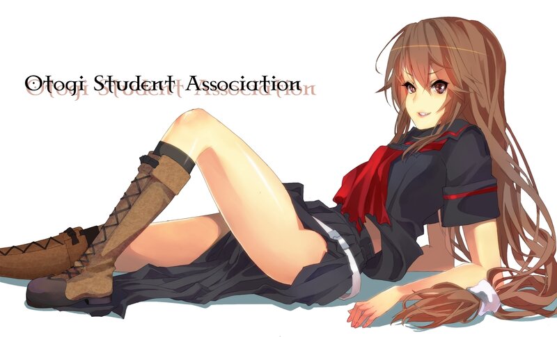 Anime Girl in School Uniform — Brown, Calm, School Uniform, Boots