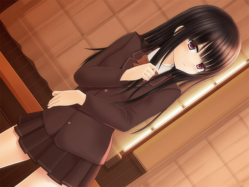 Anime Girl in School Uniform — Brown, Calm, School Uniform, Desk