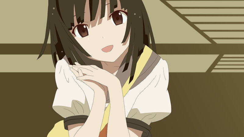 Anime Girl in School Uniform — Brown, Calm, School Uniform, Hands Clasped