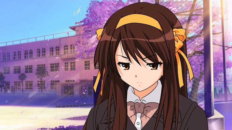 Anime Girl in School Uniform — Brown, Calm, Spring
