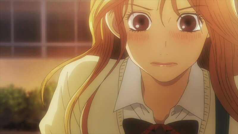 Anime Girl in School Uniform — Brown, Calm, Sunset, School Uniform, Blush Marks