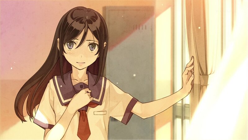 Anime Girl in School Uniform — Brown, Calm