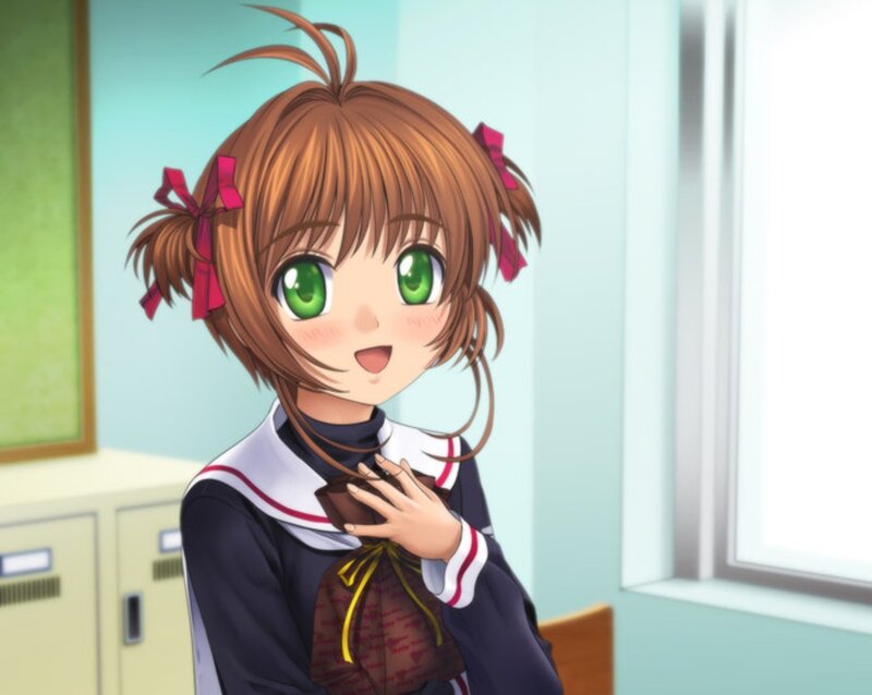Anime Girl in School Uniform — Brown, Cheerful, Morning
