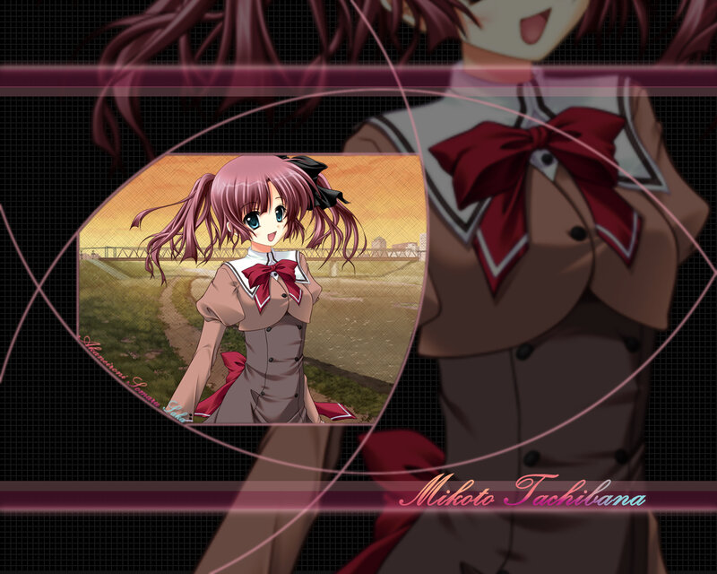 Anime Girl in School Uniform — Brown, Cheerful
