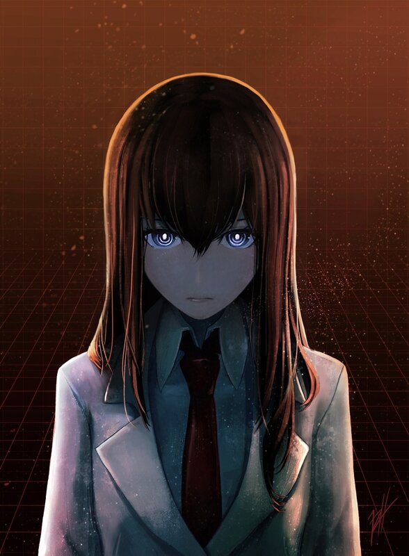 Anime Girl in School Uniform — Brown, Dramatic, Digital Art, School Uniform, Glowing Eyes