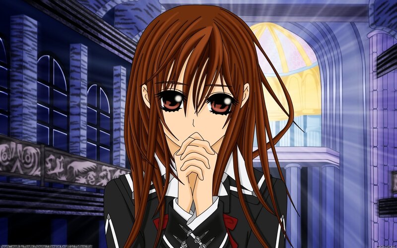 Anime Girl in School Uniform — Brown, Dramatic, Night, School Building