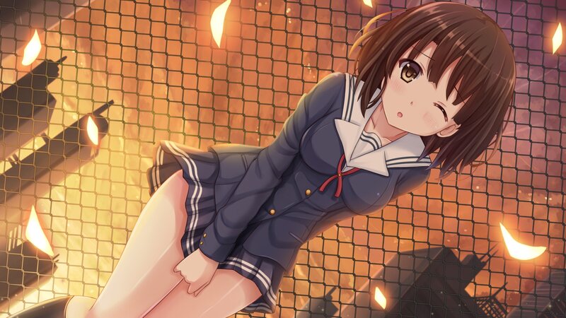 Anime Girl in School Uniform — Brown, Dramatic, Night, School Uniform