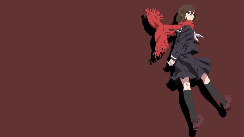 Anime Girl in School Uniform — Brown, Dramatic, Scarf
