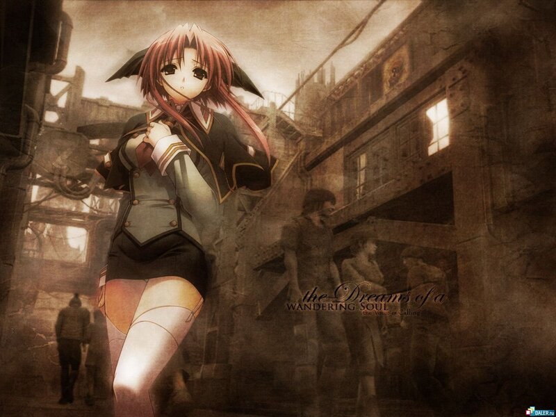 Anime Girl in School Uniform — Brown, Dramatic, School Uniform, City Ruins