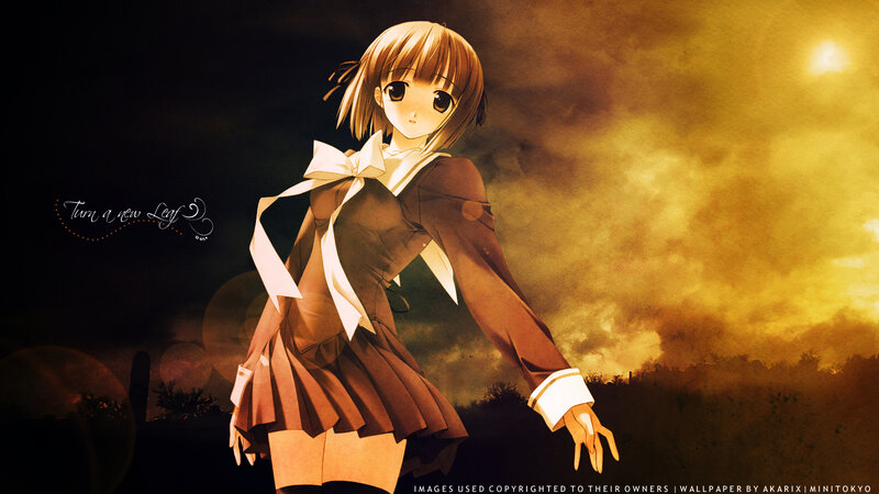 Anime Girl in School Uniform — Brown, Dramatic, Sunset, School Uniform