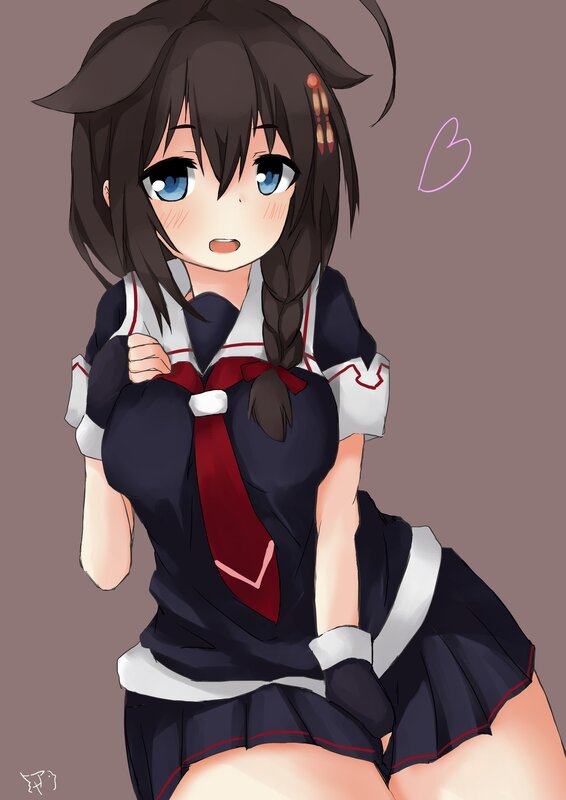 Anime Girl in School Uniform — Brown, Innocent, Digital Art