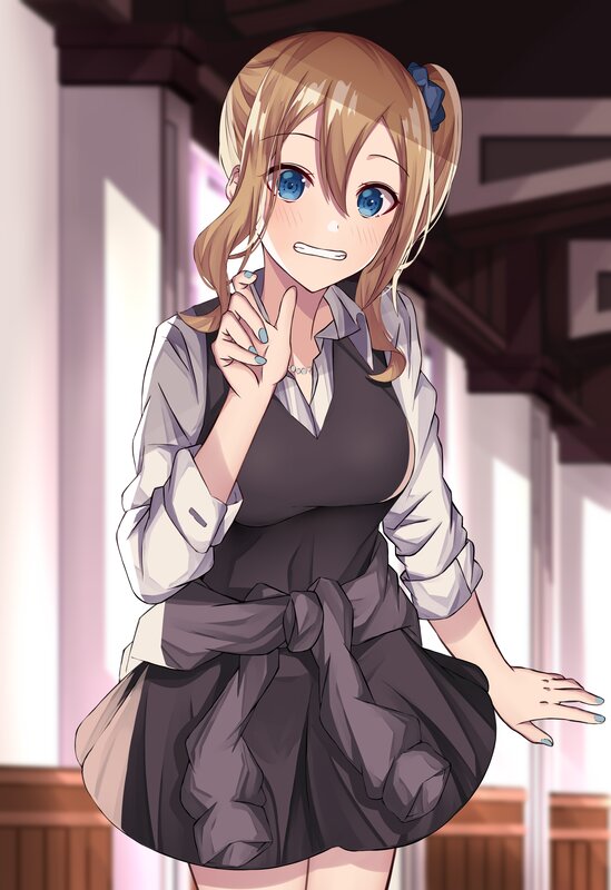 Anime Girl in School Uniform — Brown, Neutral, Afternoon, School Uniform