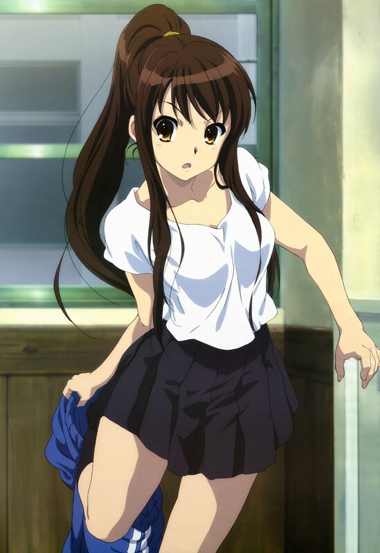 Anime Girl in School Uniform — Brown, Neutral, Afternoon