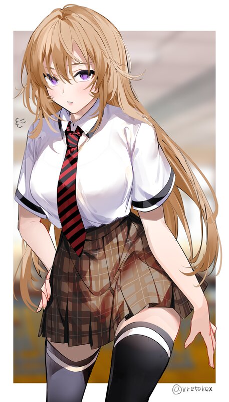 Anime Girl in School Uniform — Brown, Neutral, Digital Art, School Uniform