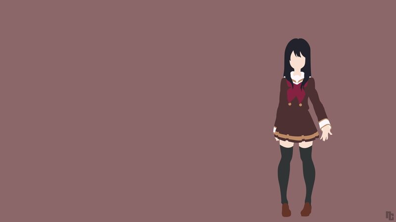 Anime Girl in School Uniform — Brown, Neutral, Minimalist