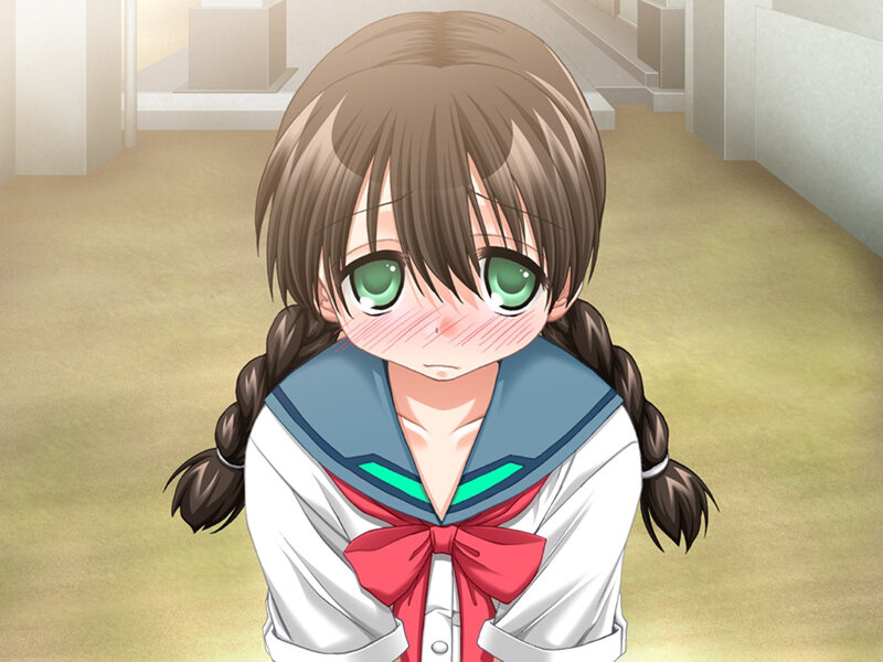 Anime Girl in School Uniform — Brown, Neutral, School Uniform, Green Eyes