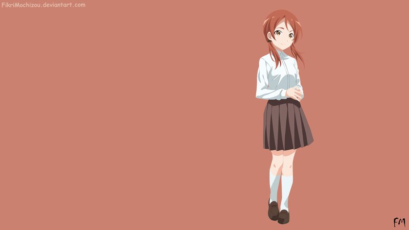 Anime Girl in School Uniform — Brown, Neutral, School Uniform, Skirt