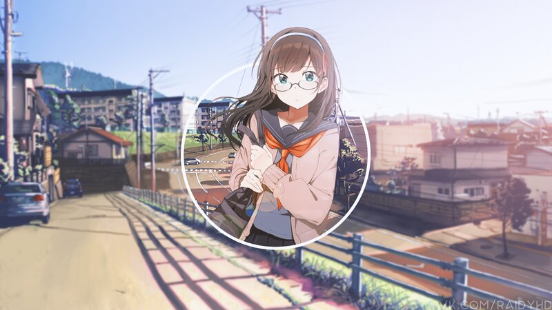 Anime Girl in School Uniform — Brown, Serene, Afternoon, School Uniform