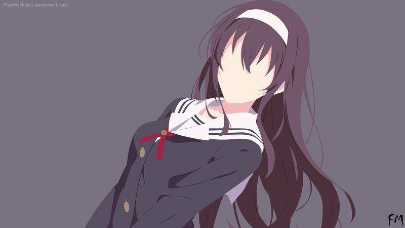 Anime Girl in School Uniform — Gray, Calm, Digital Art