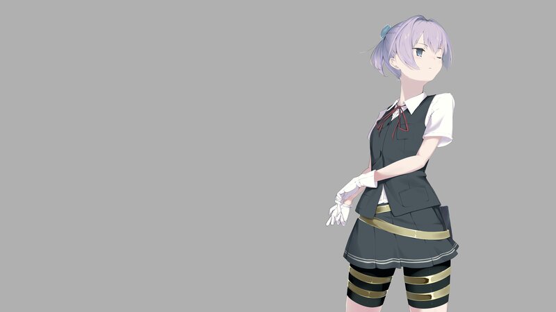 Anime Girl in School Uniform — Gray, Calm, School Uniform, Gloves