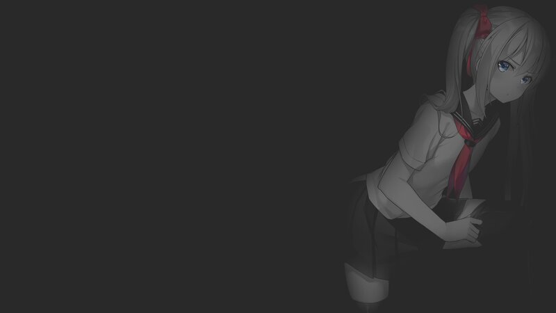 Anime Girl in School Uniform — Gray, Dramatic, Digital Art, School Uniform, Ponytail