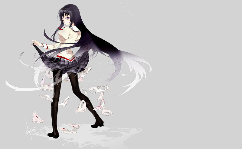Anime Girl in School Uniform — Gray, Dramatic, Digital Art