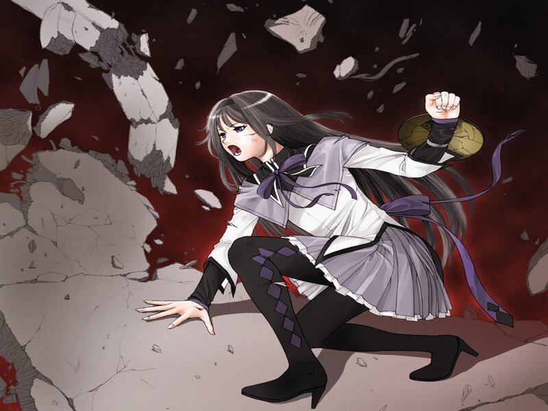 Anime Girl in School Uniform — Gray, Dramatic