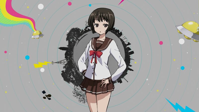 Anime Girl in School Uniform — Gray, Dynamic, Ufos