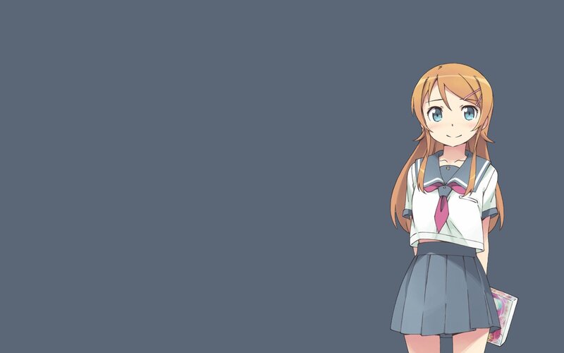 Anime Girl in School Uniform — Gray, Neutral, School Uniform, Book