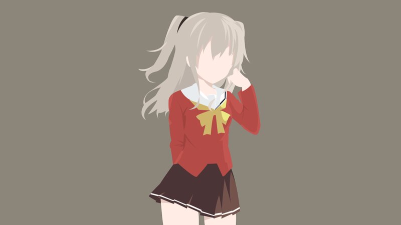 Anime Girl in School Uniform — Gray, Neutral, School Uniform, Ponytail