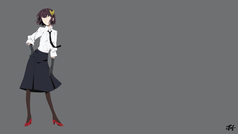 Anime Girl in School Uniform — Gray, Neutral, Skirt