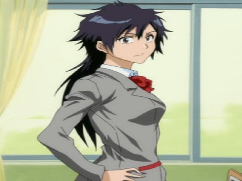 Anime Girl in School Uniform — Gray, Neutral