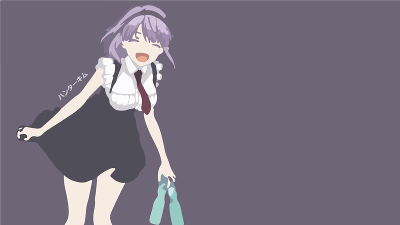 Anime Girl in School Uniform — Gray, Playful, School Uniform, Purple Hair