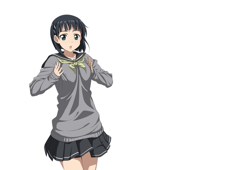 Anime Girl in School Uniform — Gray, Surprised