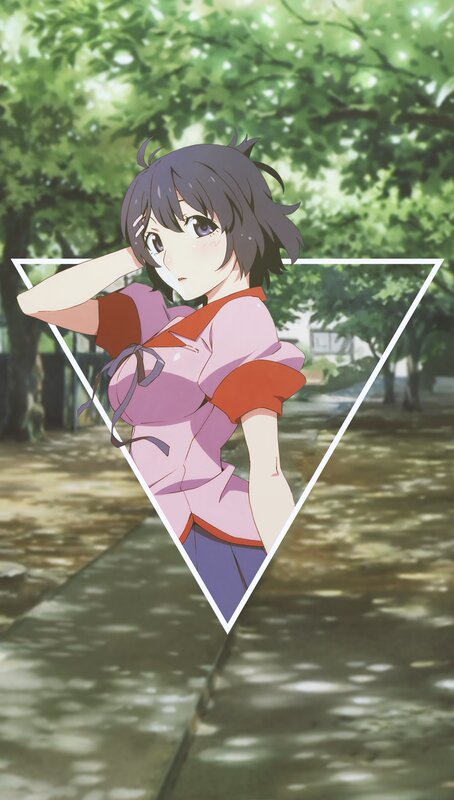 Anime Girl in School Uniform — Green, Calm, Afternoon, Tree
