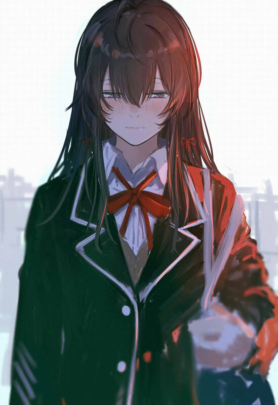 Anime Girl in School Uniform — Green, Calm, Digital Art, School Uniform