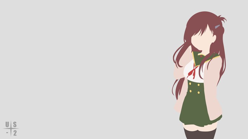 Anime Girl in School Uniform — Green, Calm, Minimalist
