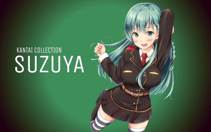Anime Girl in School Uniform — Green, Cheerful, Digital Art