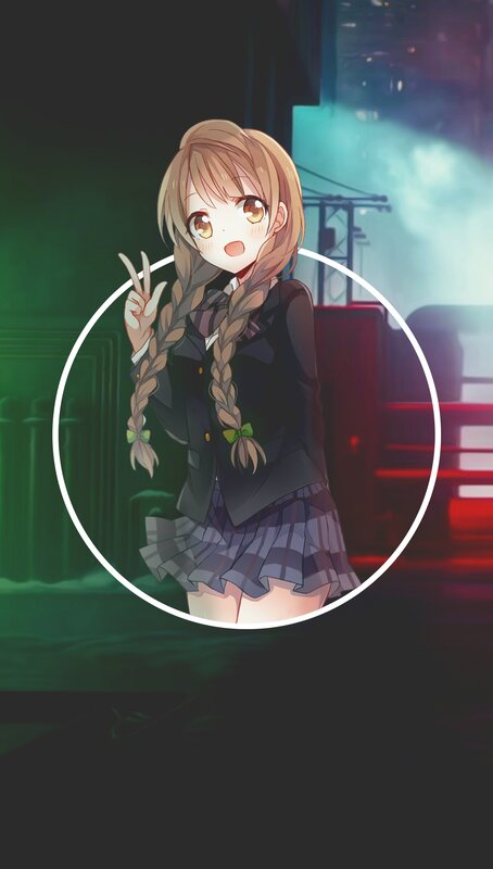Anime Girl in School Uniform — Green, Dramatic, Night
