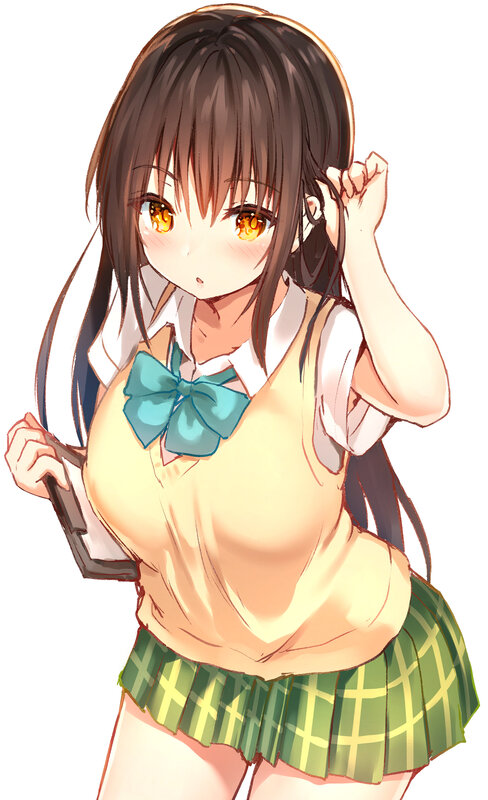 Anime Girl in School Uniform — Green, Neutral, School Uniform, Bow Tie
