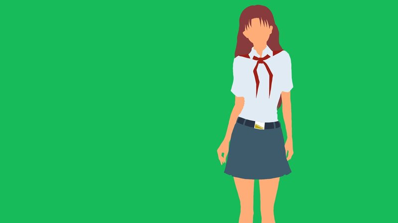 Anime Girl in School Uniform — Green, Neutral
