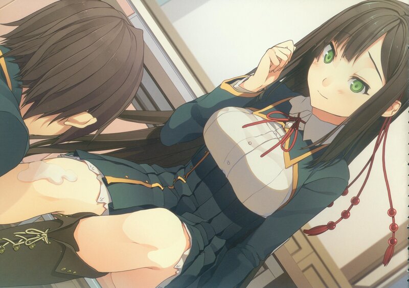 Anime Girl in School Uniform — Green, Playful, Manga