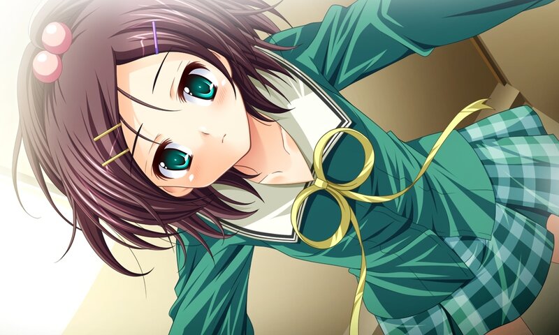 Anime Girl in School Uniform — Green, Playful, School Uniform