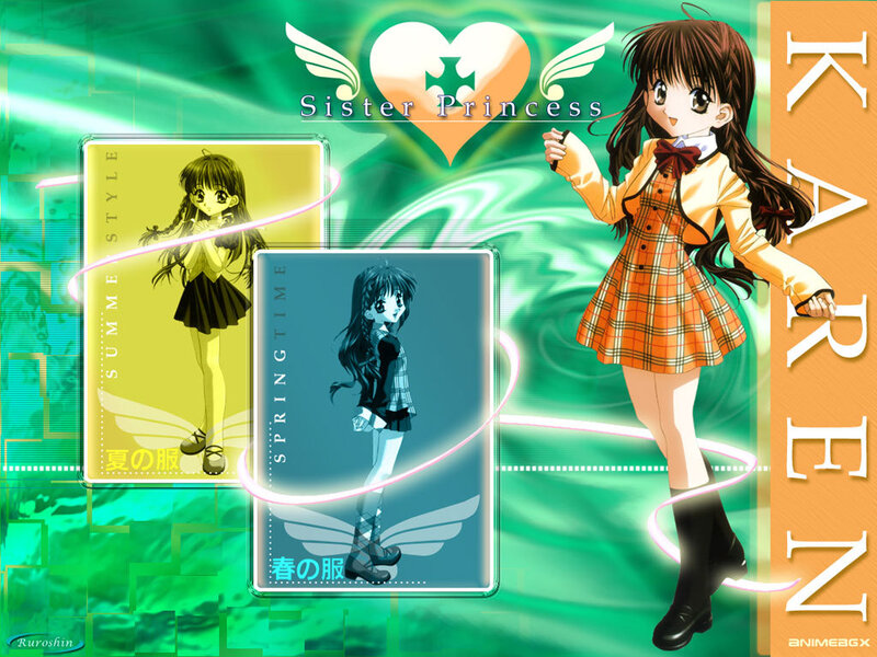 Anime Girl in School Uniform — Green, Playful, Spring, Heart