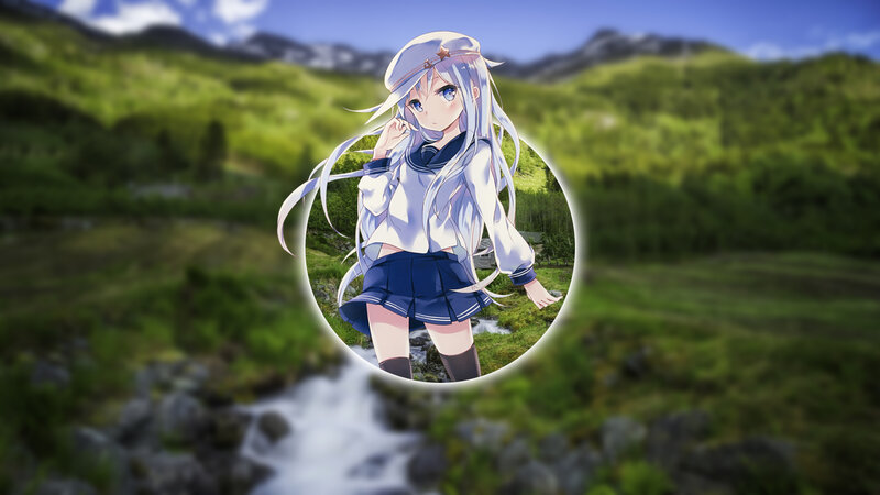 Anime Girl in School Uniform — Green, Serene, Afternoon, Digital Art