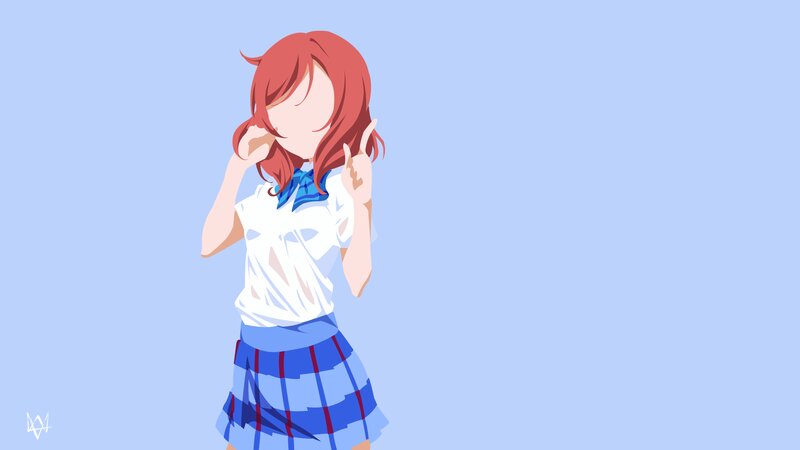 Anime Girl in School Uniform — Light Blue, Calm