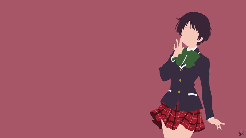 Anime Girl in School Uniform — Maroon, Calm