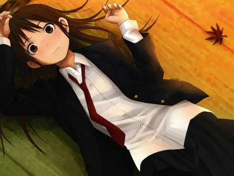 Anime Girl in School Uniform — Orange, Calm, Autumn